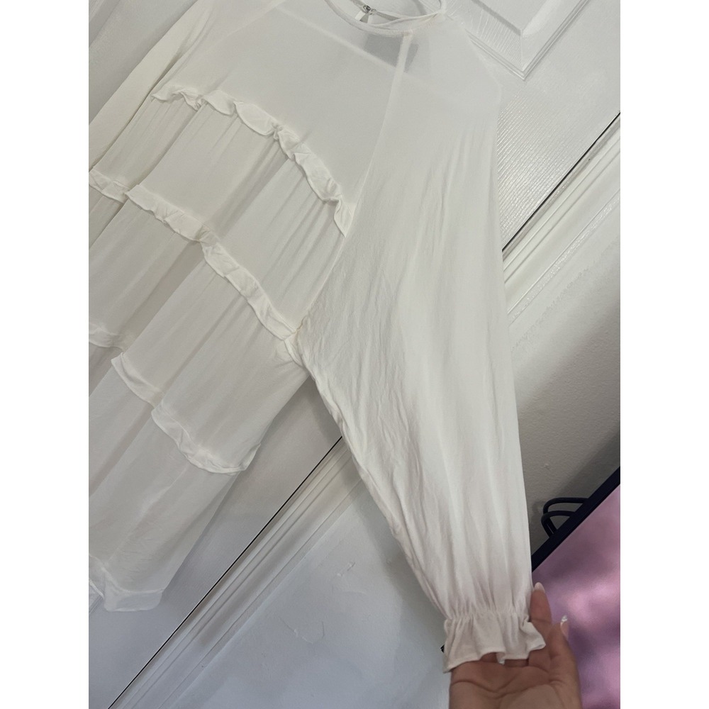 Reformation XS White Tiered Mini Dress Romantic Cottagecore Babydoll Ethereal - Picture 7 of 11